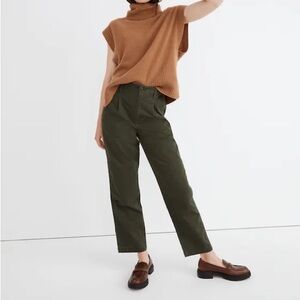 Madewell perfect vintage straight pant in dark forest wash: pleated edition